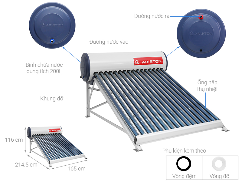bình nước nóng năng lượng mặt trời ariston